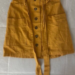 Women’s Mustard Button-Front Cotton Skirt